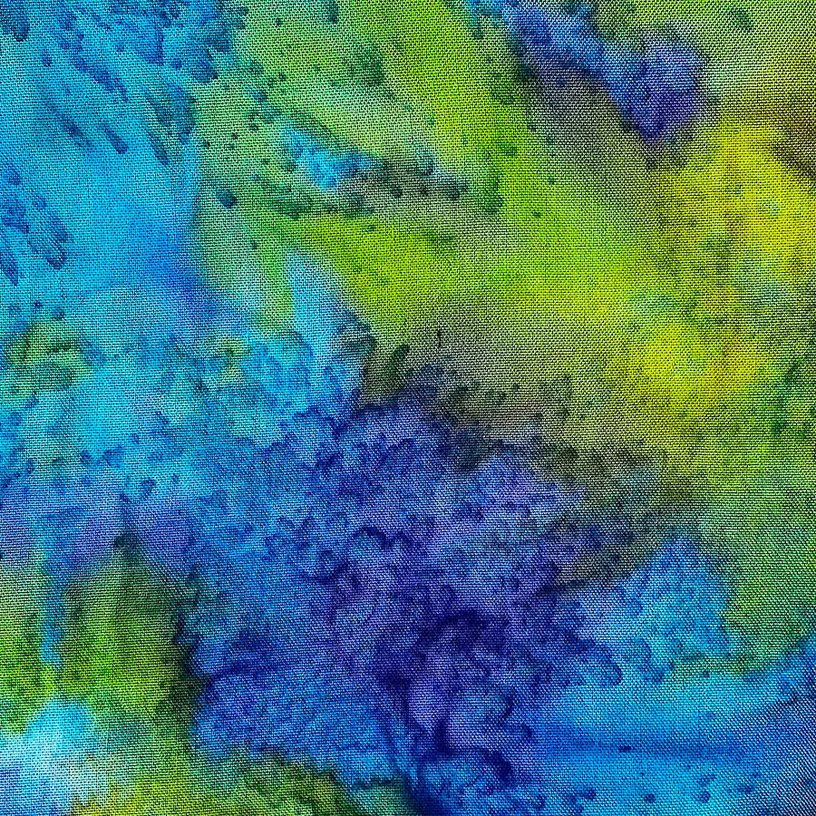 2.5-yard PIECE Hana, Tropical Turquoise/Lime Artisan Tie Dye Rayon Challis from India, #HB-273