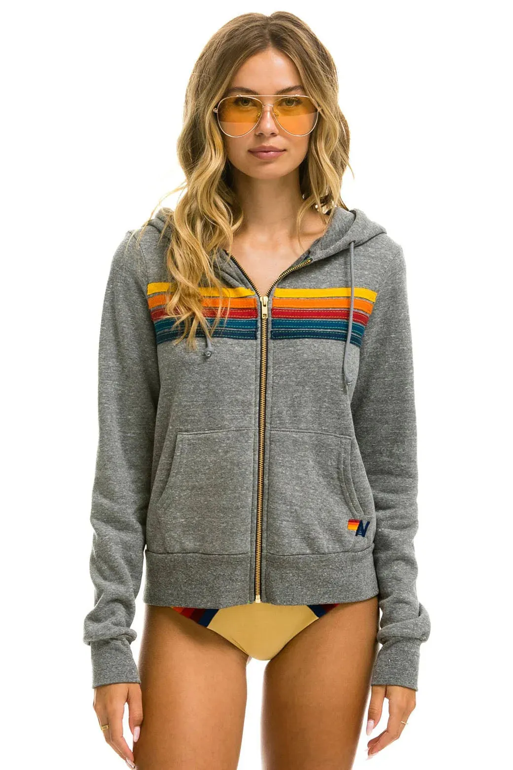 5 Stripe Hoodie | Heather Grey   Classic