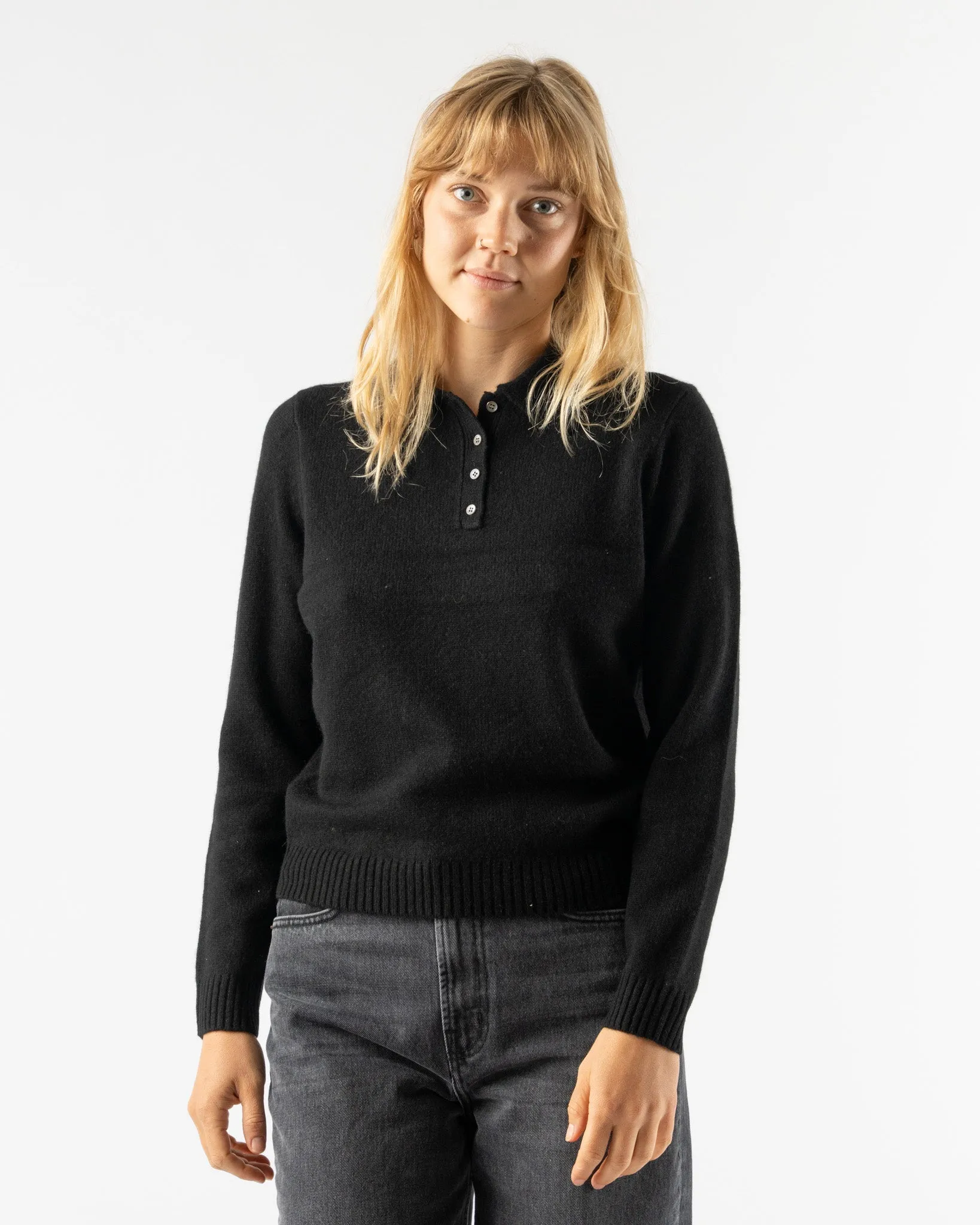Alex Mill Cashmere Alice Polo Sweater in Black