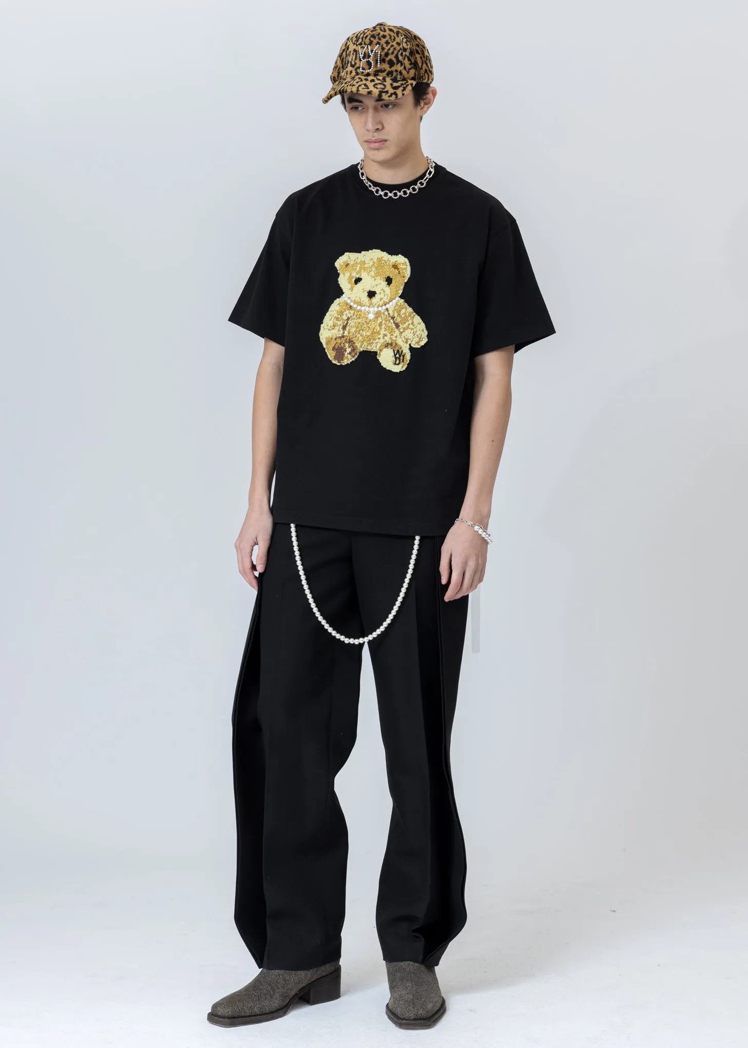 Black Embroidered Teddy T-Shirt