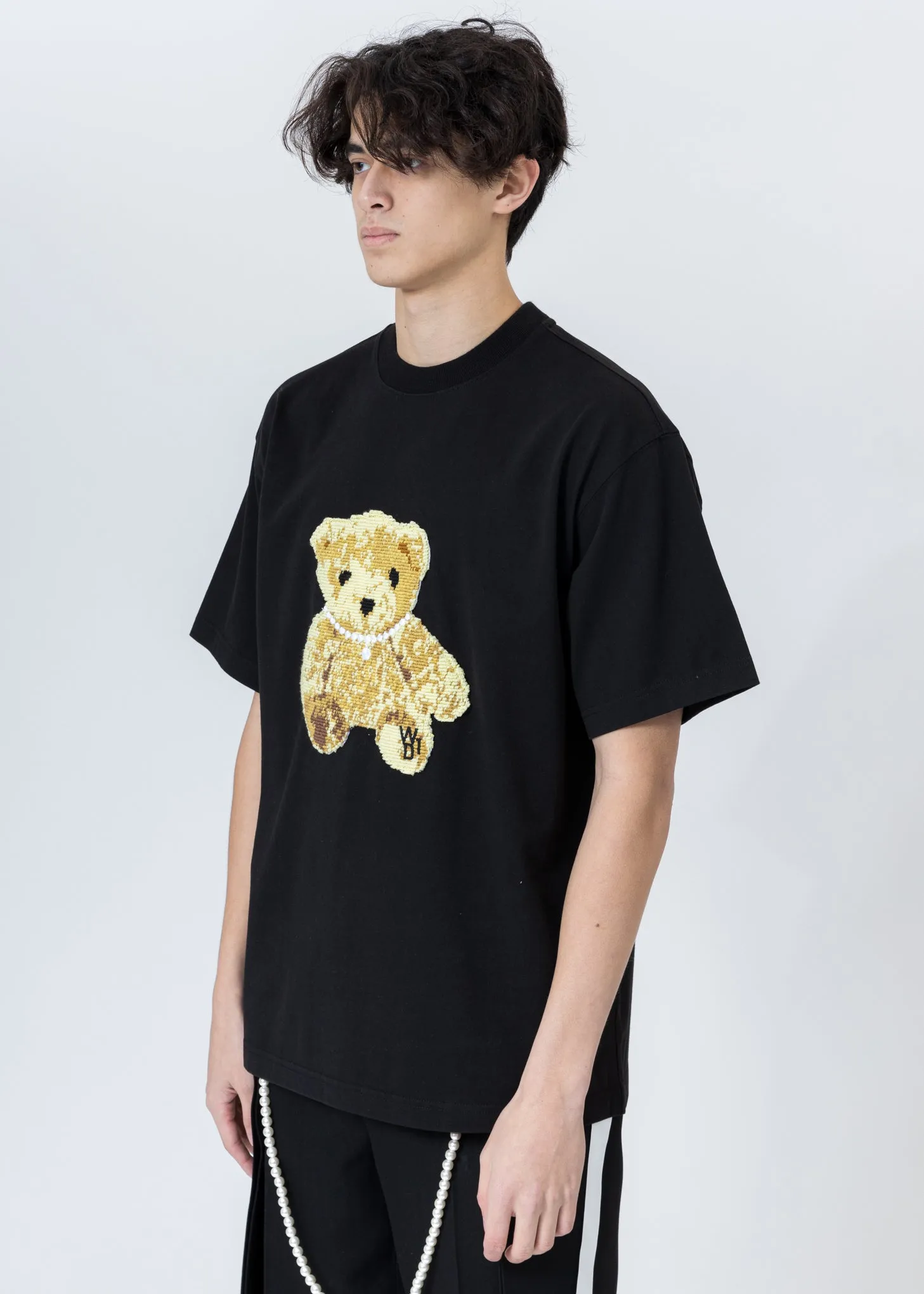 Black Embroidered Teddy T-Shirt