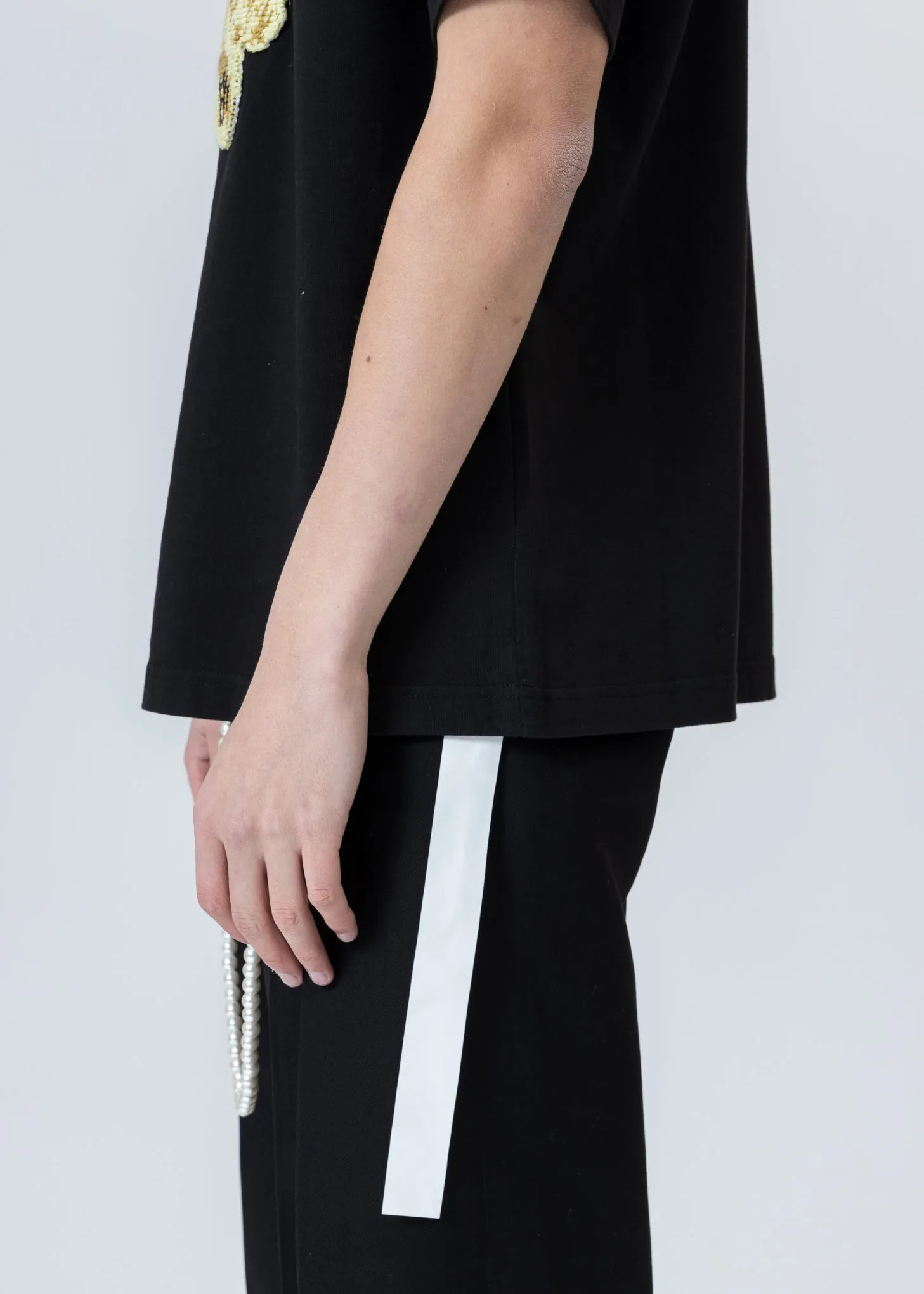 Black Embroidered Teddy T-Shirt