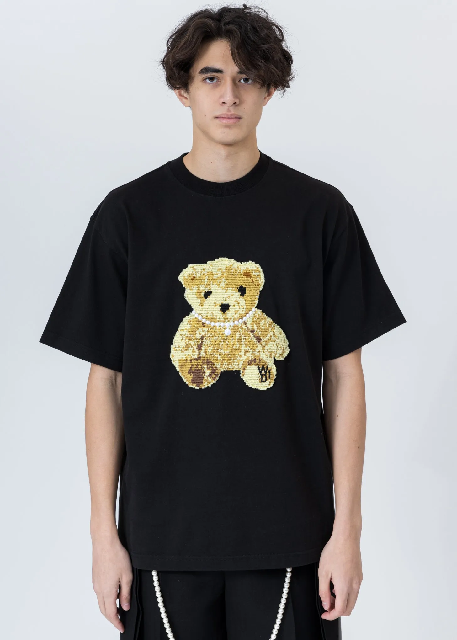 Black Embroidered Teddy T-Shirt