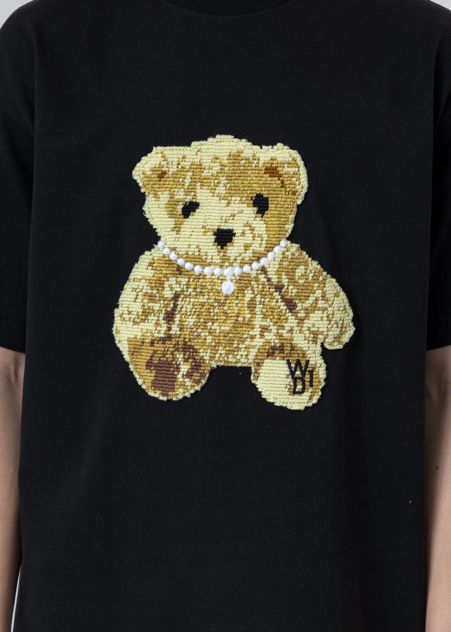 Black Embroidered Teddy T-Shirt