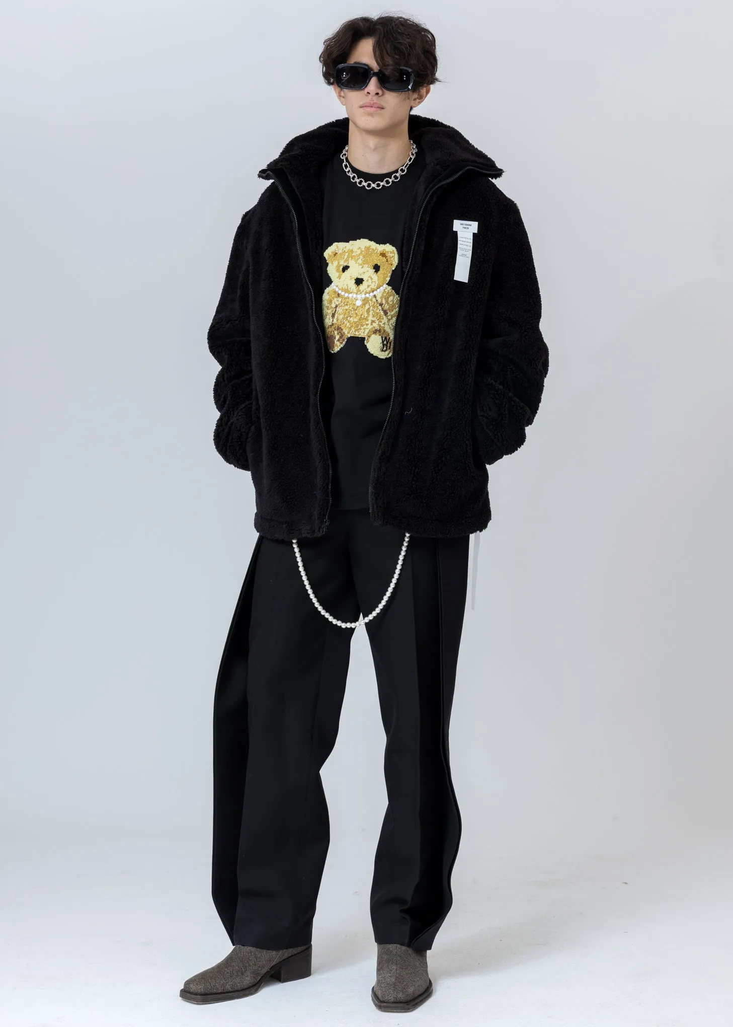 Black Embroidered Teddy T-Shirt