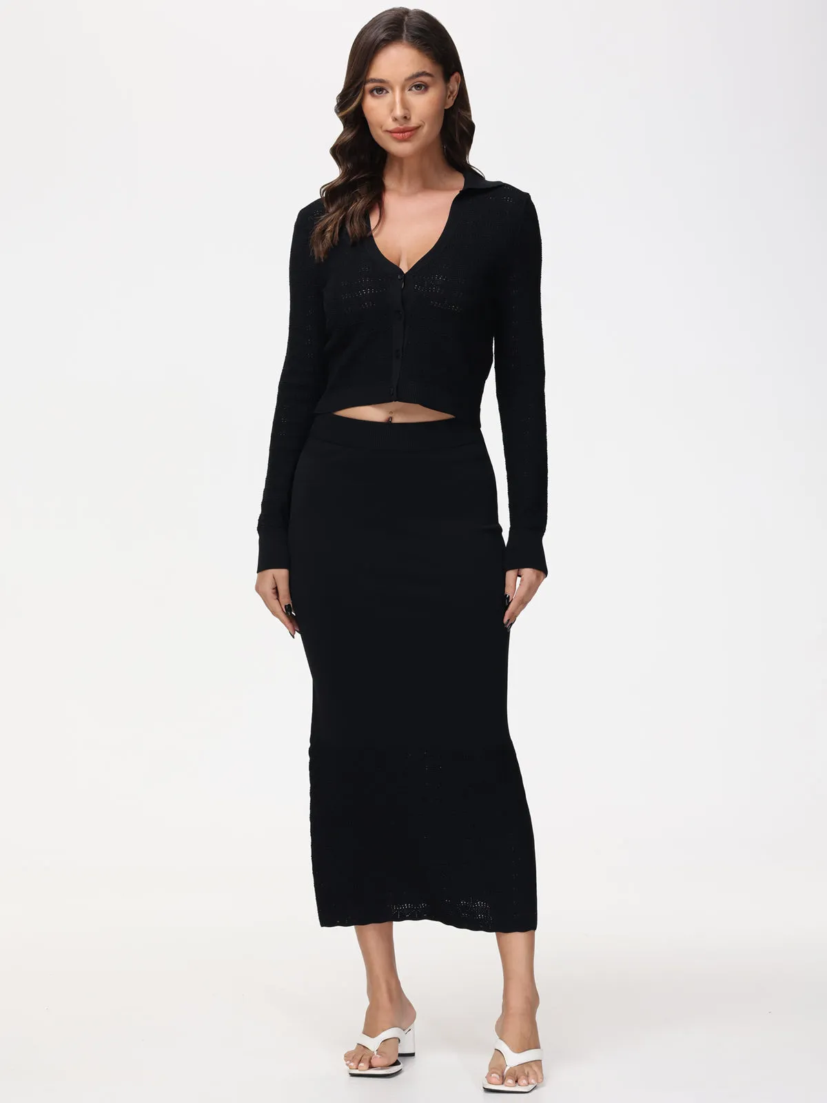 Cara: Cropped Johnny Collar Cardigan