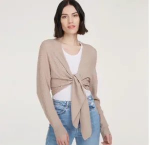 Cashmere Tie Front Rib Cardigan R11903