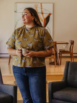 Eve Plus Size Top - Zebra Green