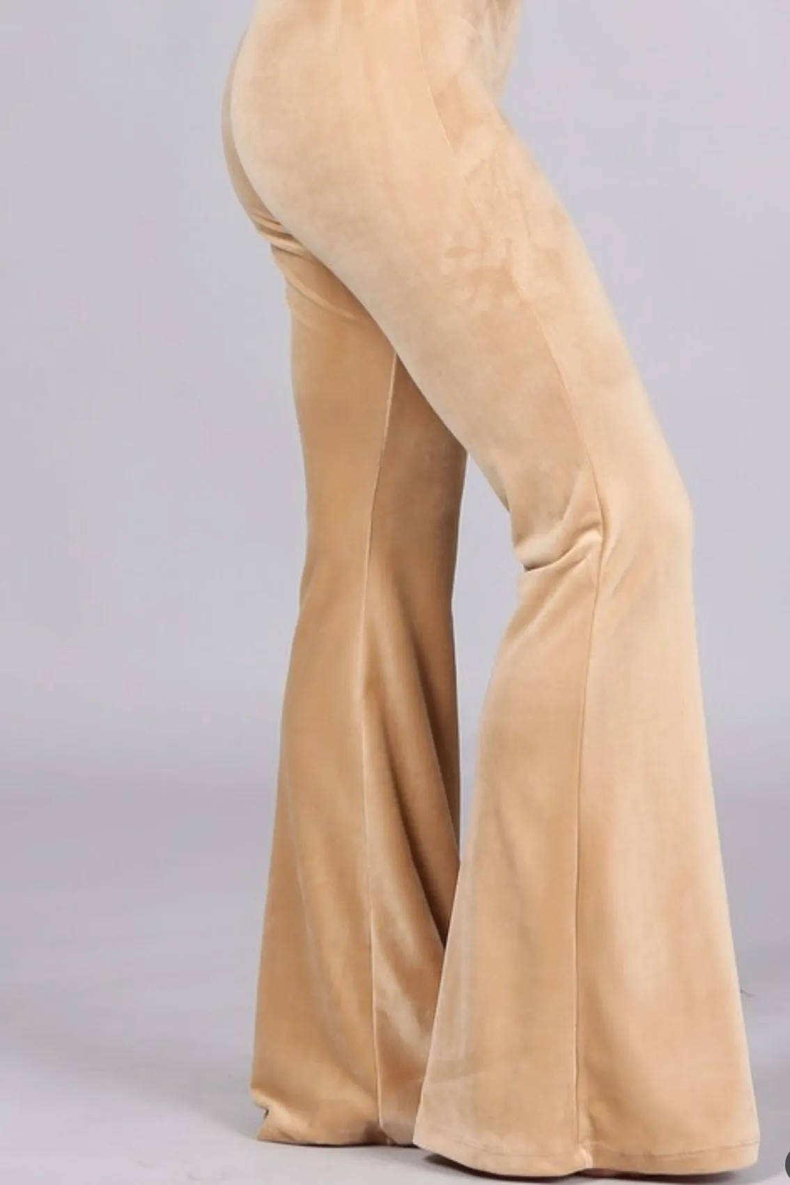 FIT AND FLARE VELVET PANTS