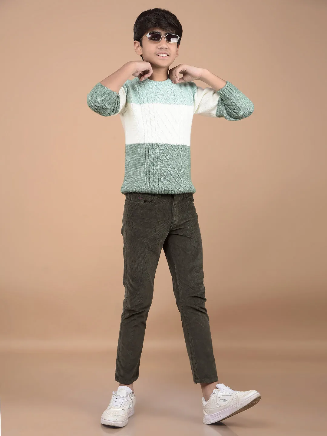 Green Printed Acrylic Sweater
