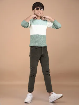 Green Printed Acrylic Sweater