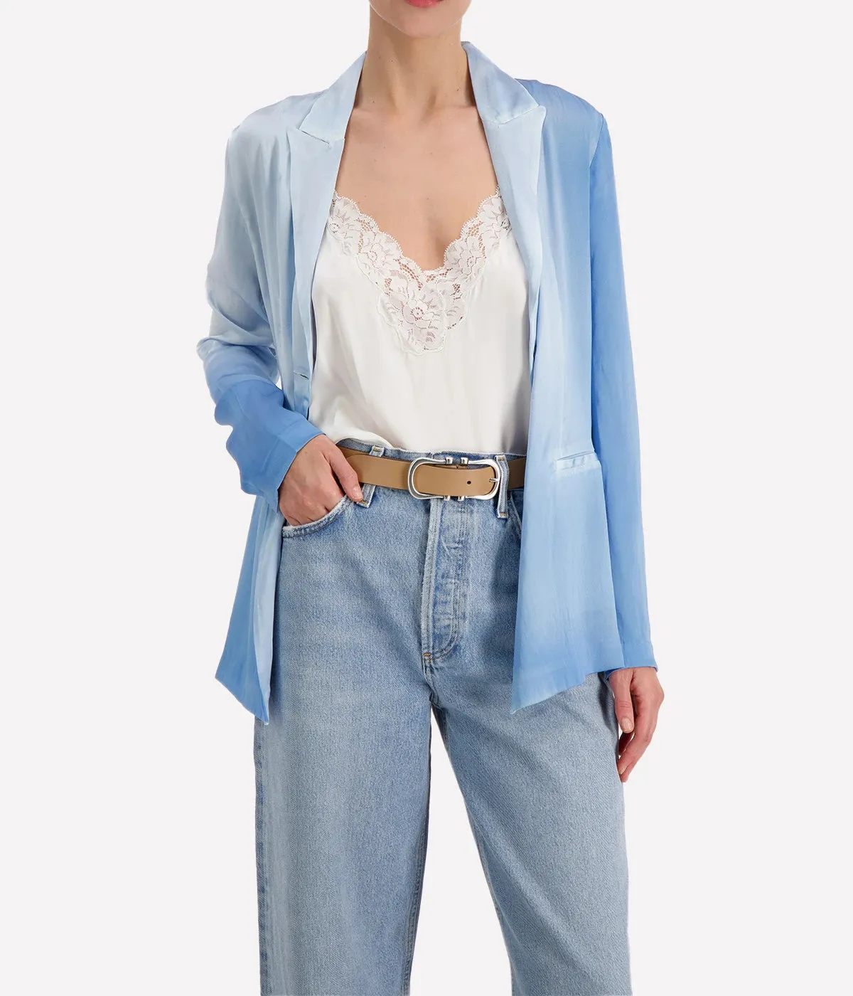 Hand Painted Silk Jacket in Water