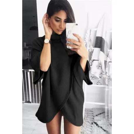 Irregular Turtleneck Knitting Sweater