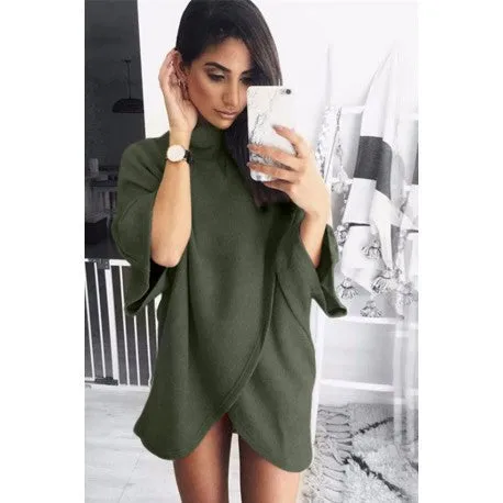 Irregular Turtleneck Knitting Sweater