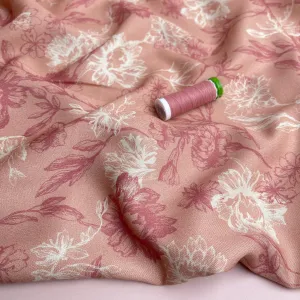 Light & Lush - Line Flowers Blush Viscose Twill Fabric