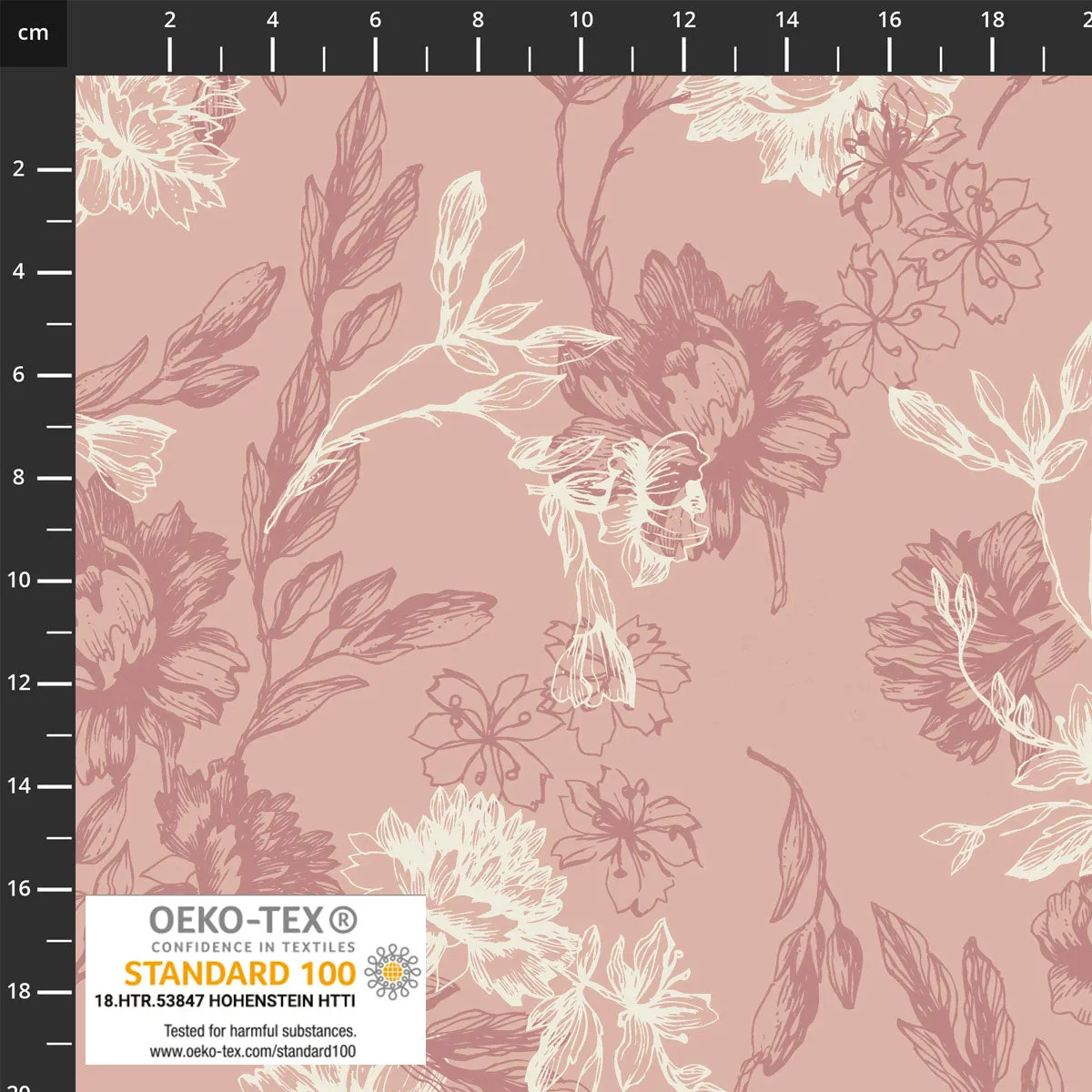 Light & Lush - Line Flowers Blush Viscose Twill Fabric