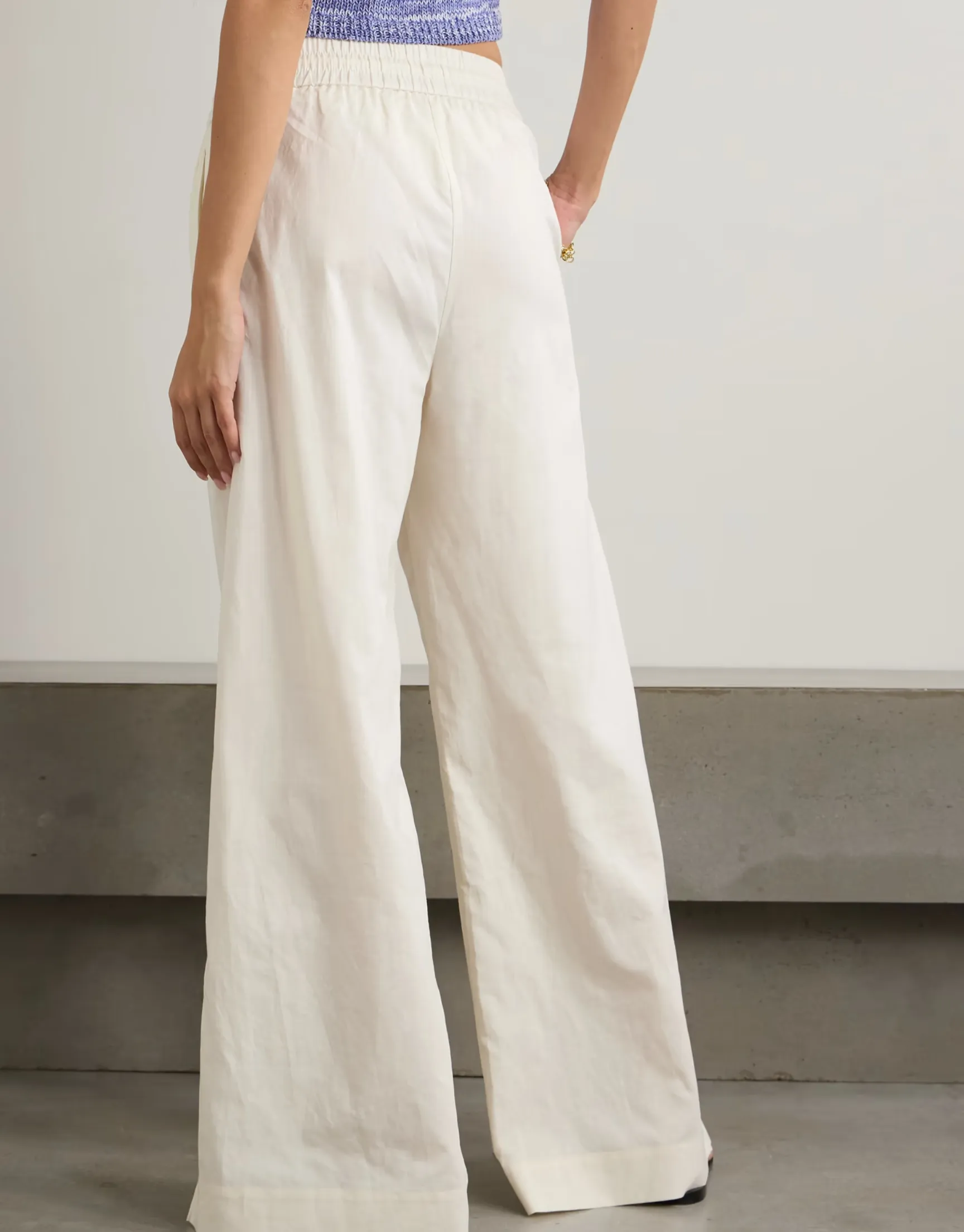 LOUNGE COTTON-BLEND WIDE-LEG PANTS