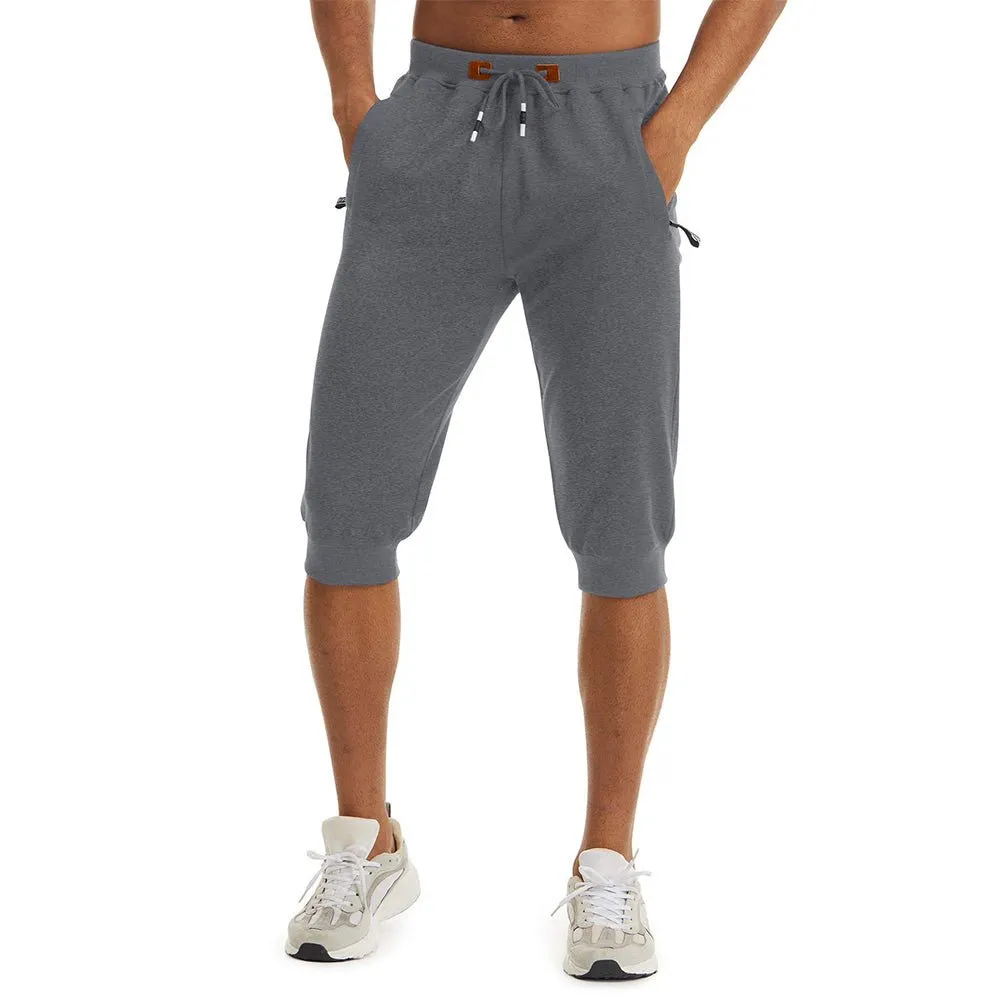 Men's Running Shorts Drawstring Capri Pants
