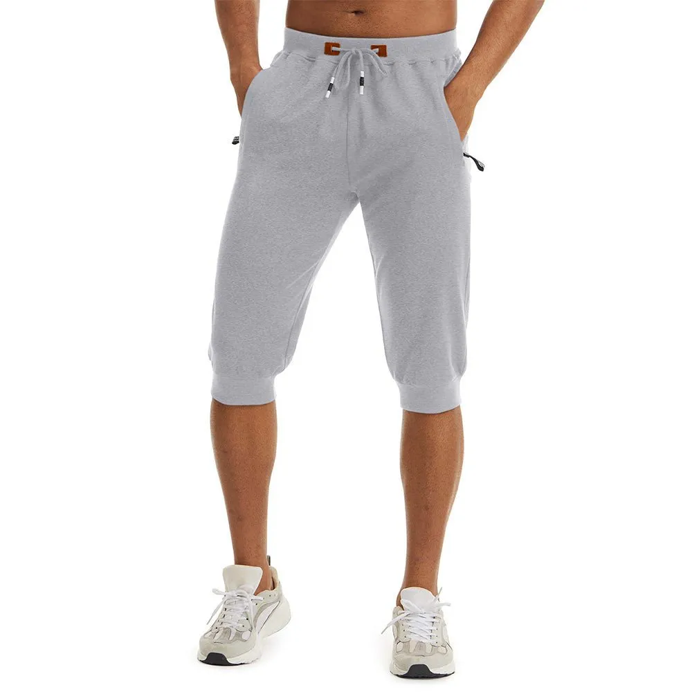 Men's Running Shorts Drawstring Capri Pants