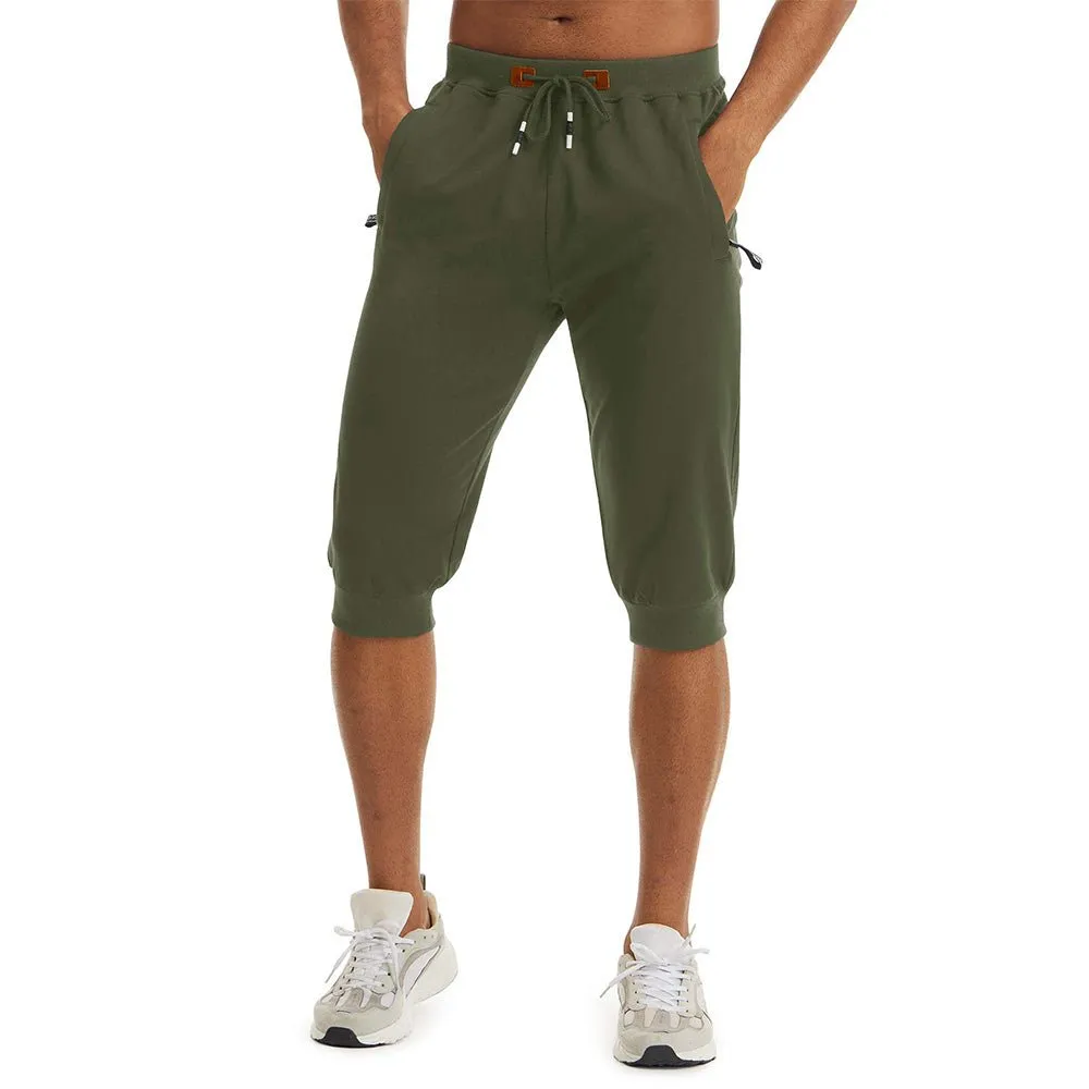 Men's Running Shorts Drawstring Capri Pants