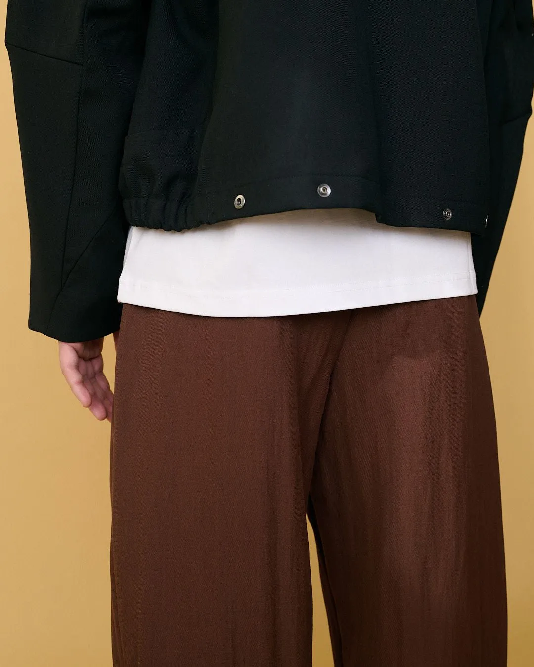 Nylon-Linen Wide Pence Trousers