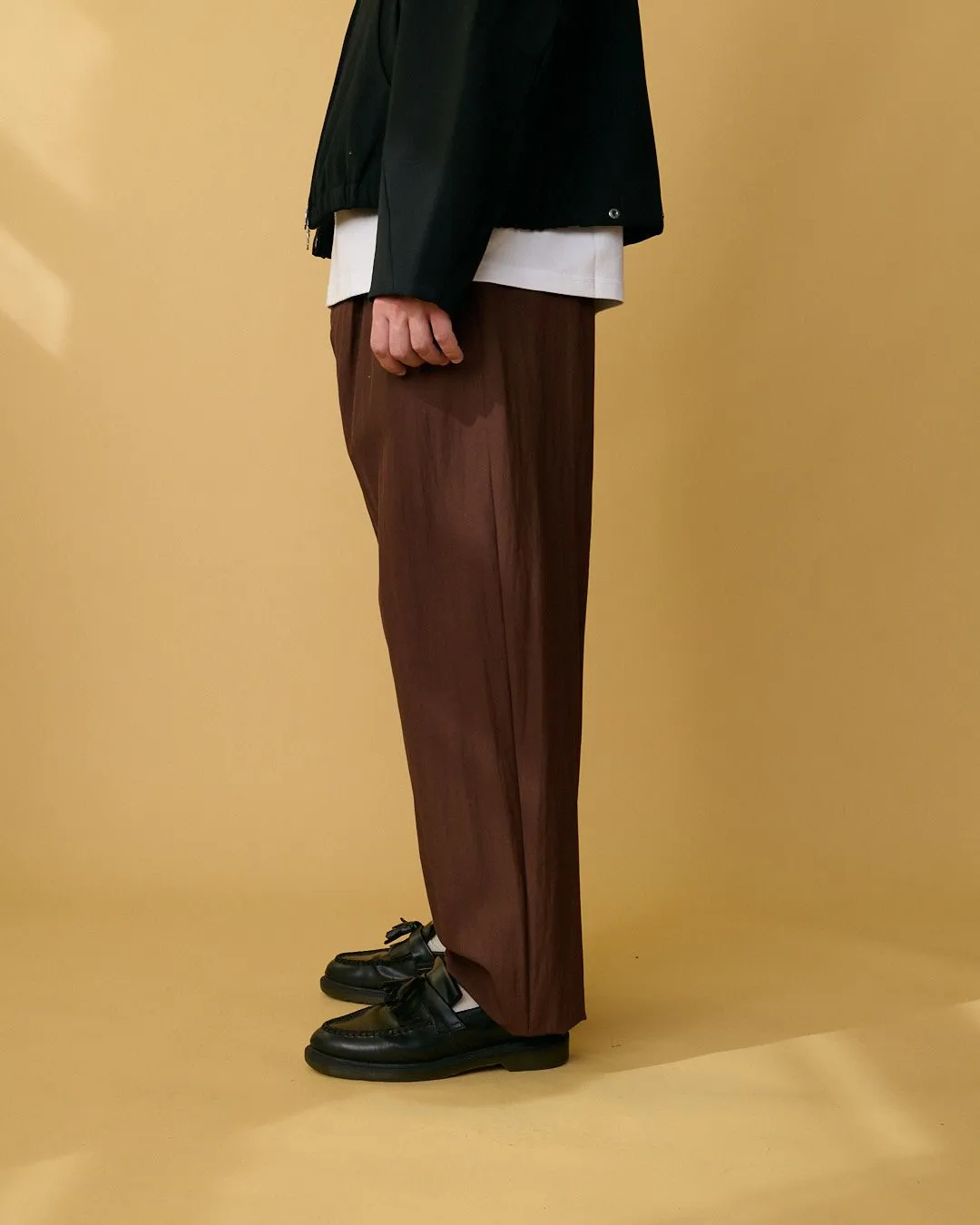 Nylon-Linen Wide Pence Trousers