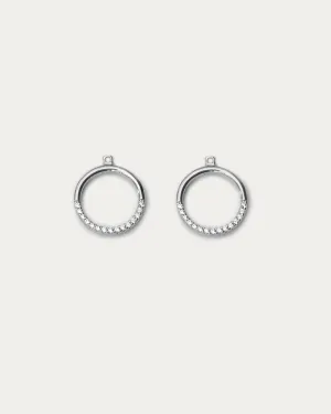 Pavé Circle Hoop Ear Jackets - Silver