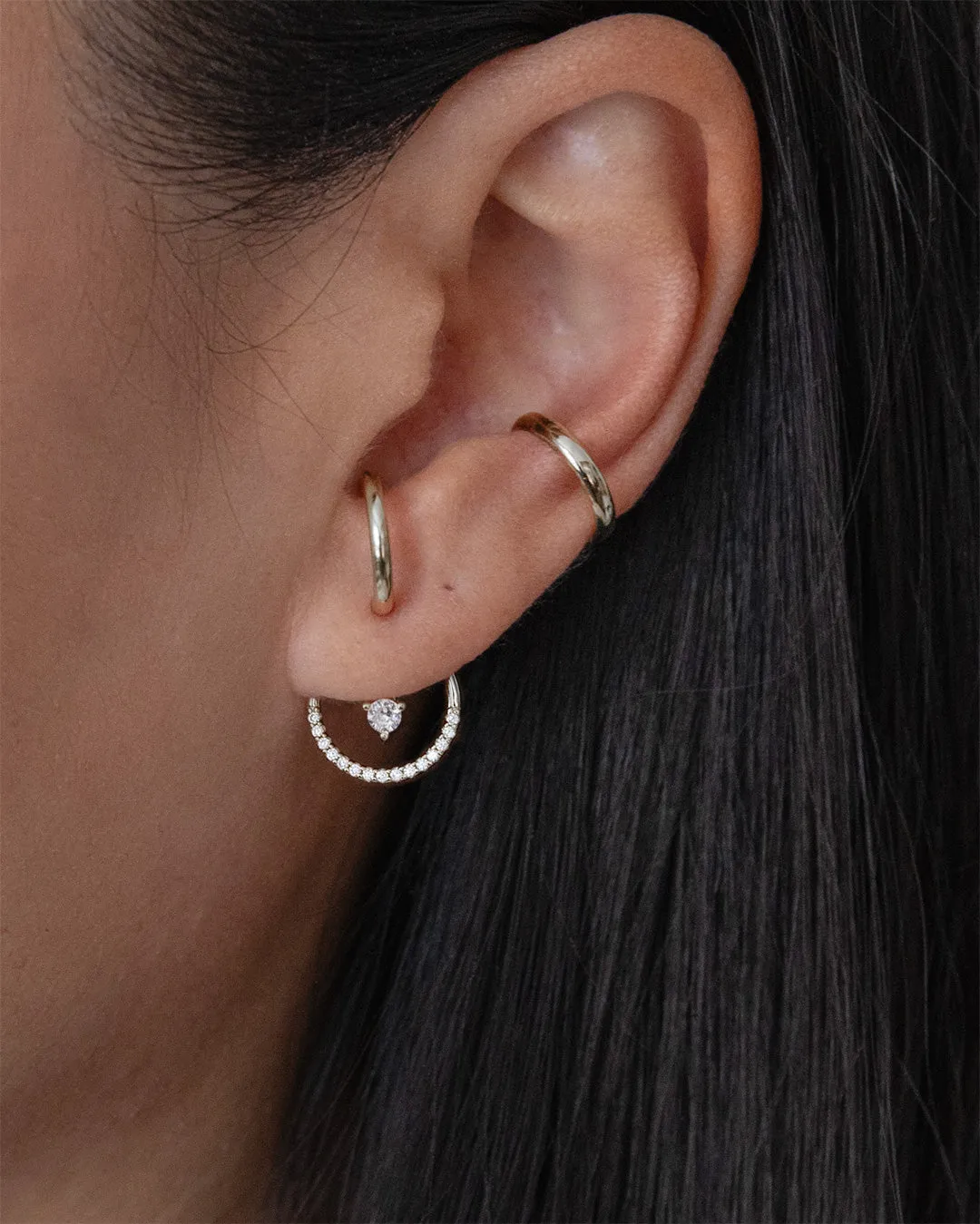 Pavé Circle Hoop Ear Jackets - Silver