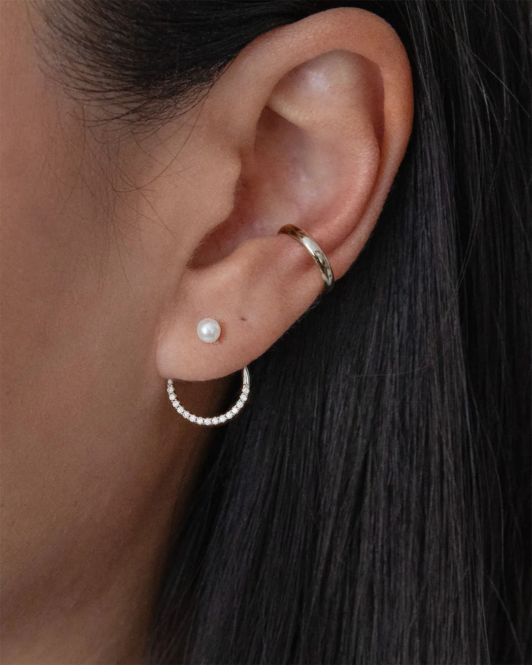 Pavé Circle Hoop Ear Jackets - Silver