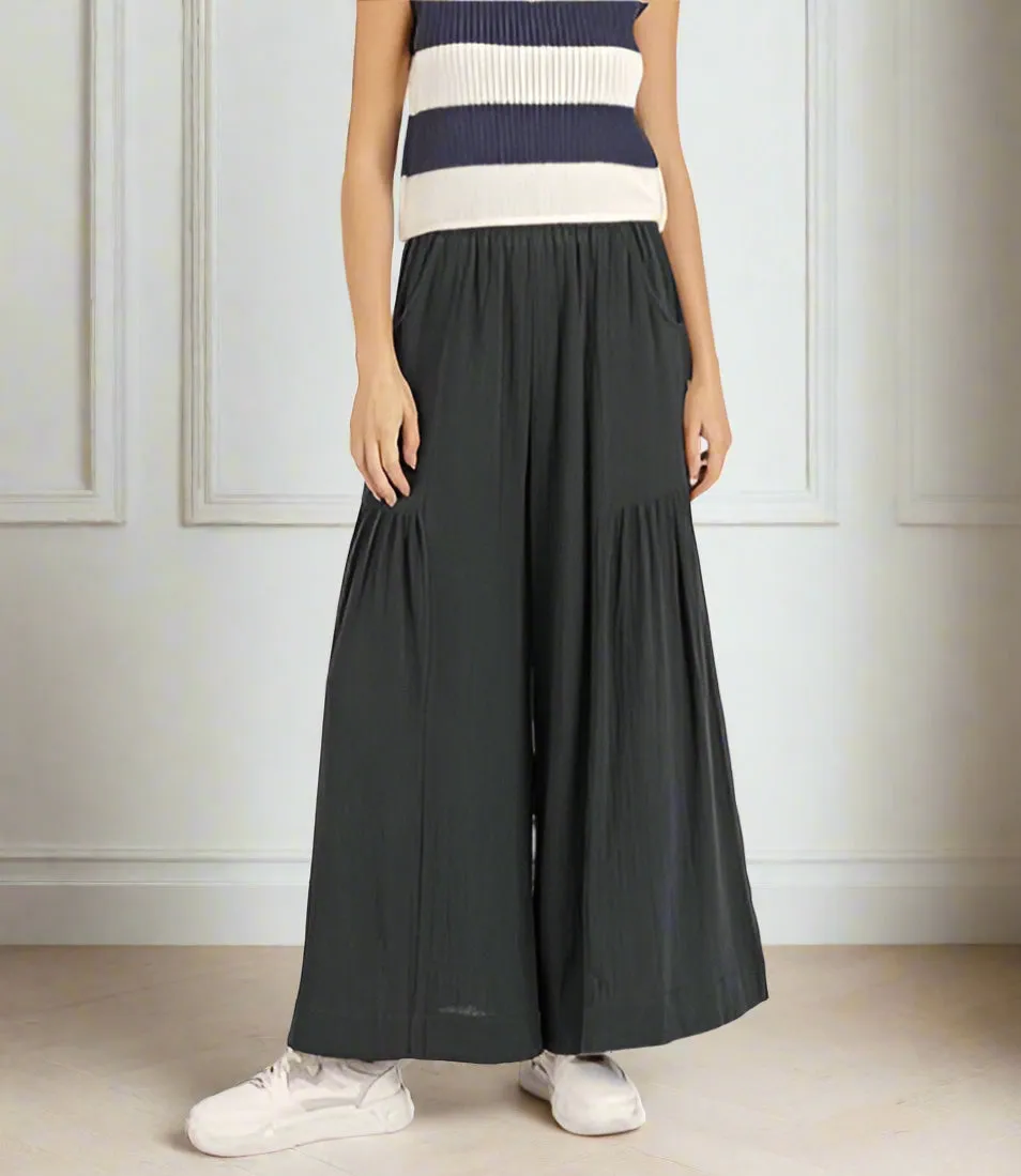 Pearl Gauze Pleated Wide Leg Pants