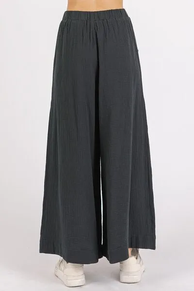Pearl Gauze Pleated Wide Leg Pants