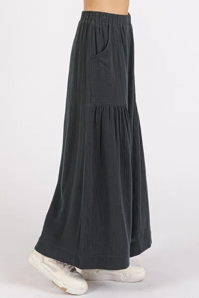 Pearl Gauze Pleated Wide Leg Pants
