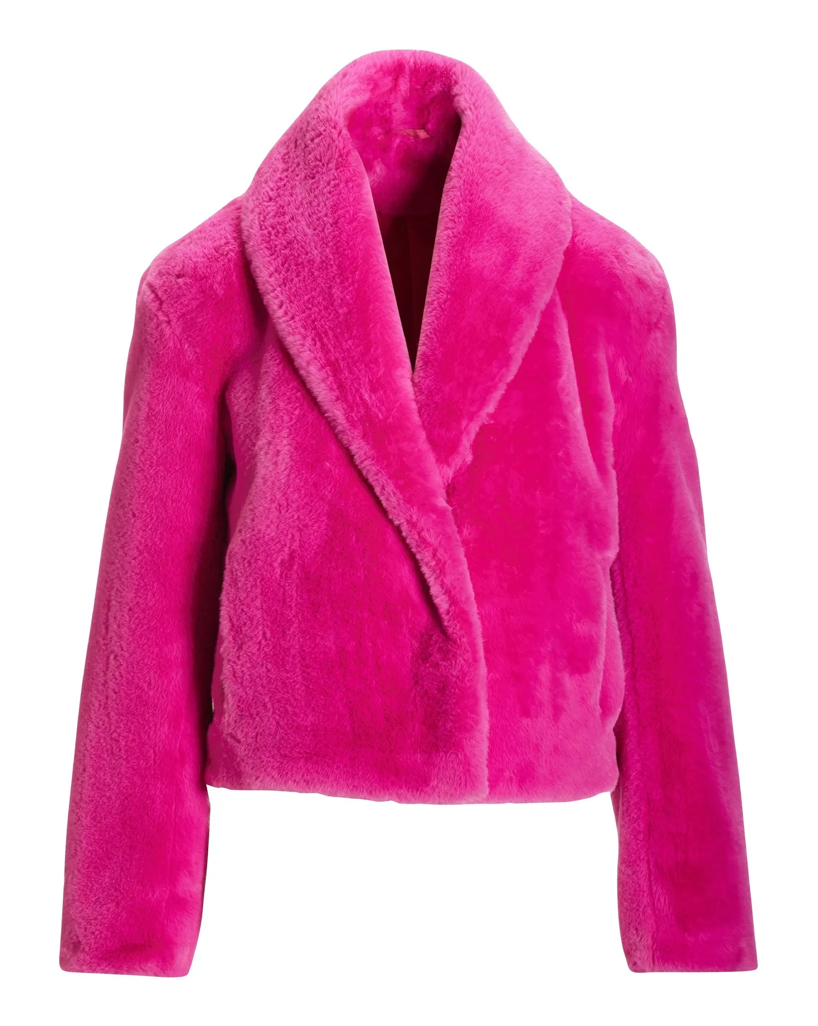 Shawl Collar Versatile Faux Fur Chubby Pink Peacock