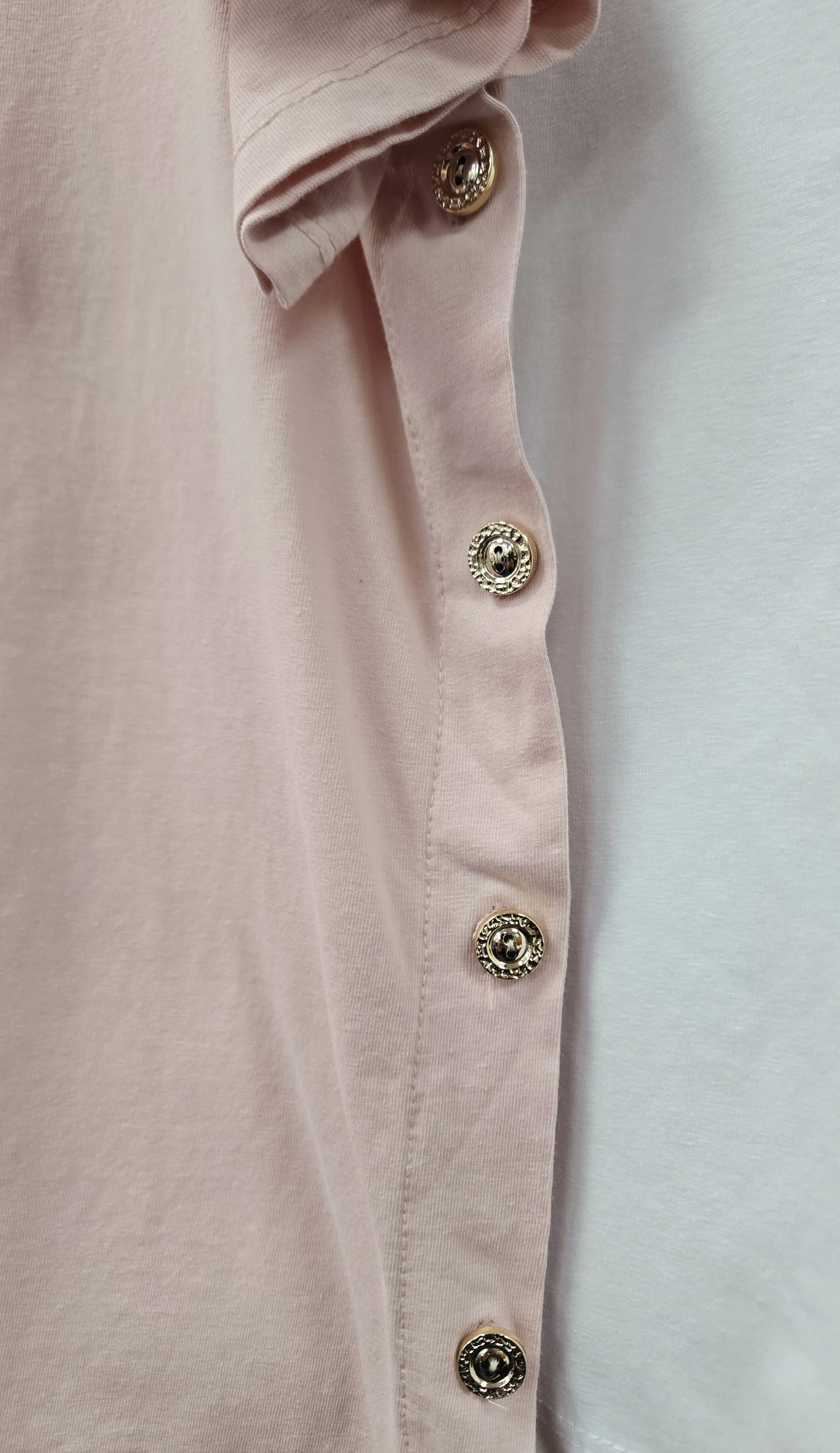 Side Gold Button Pure Cotton T-shirt Top (2P.PACK)