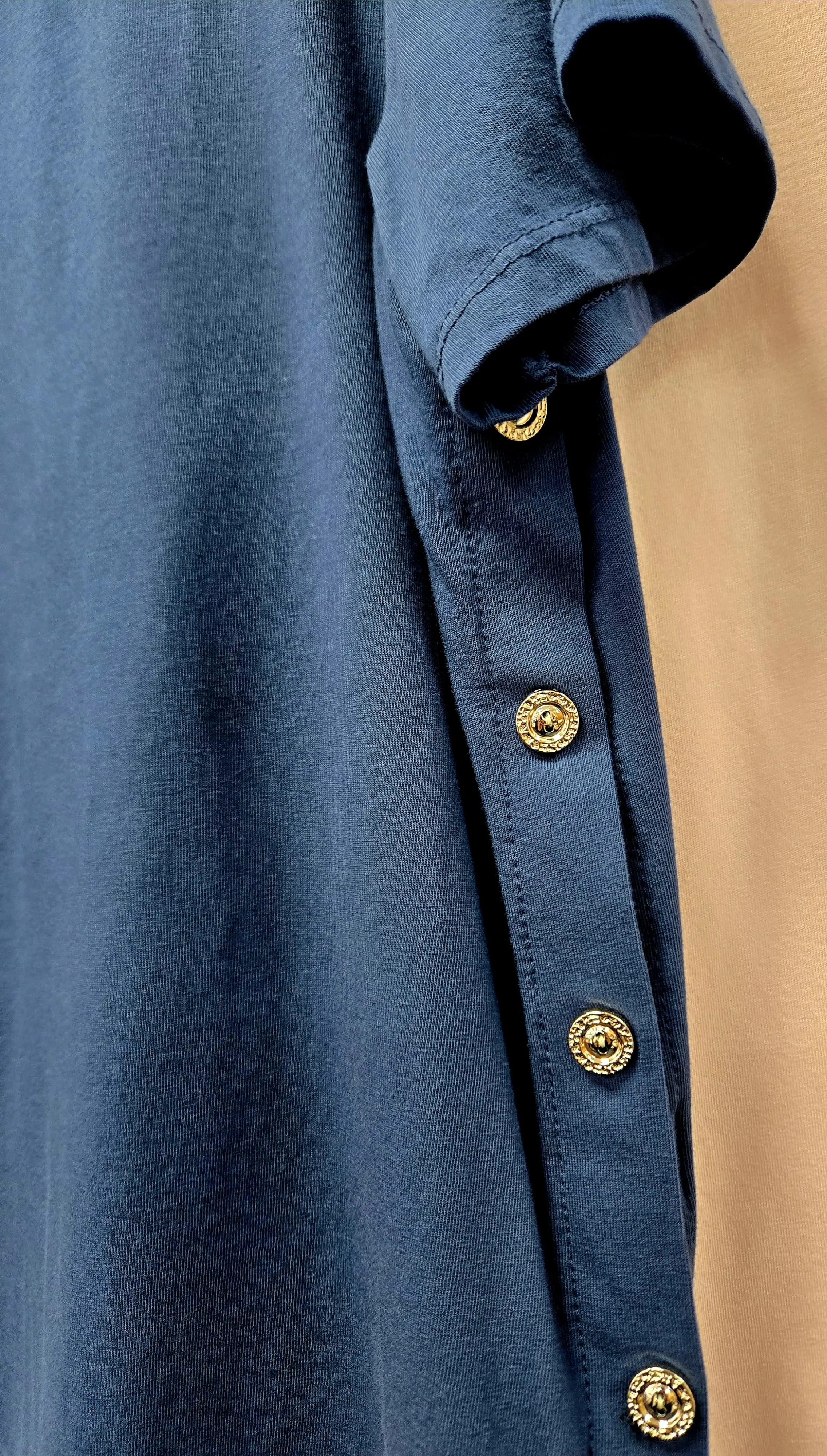 Side Gold Button Pure Cotton T-shirt Top (2P.PACK)
