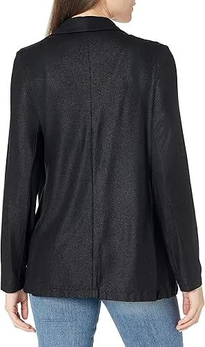 Soft Touch Metallic Open Blazer