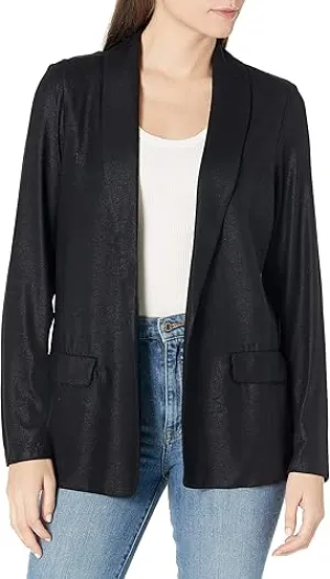 Soft Touch Metallic Open Blazer