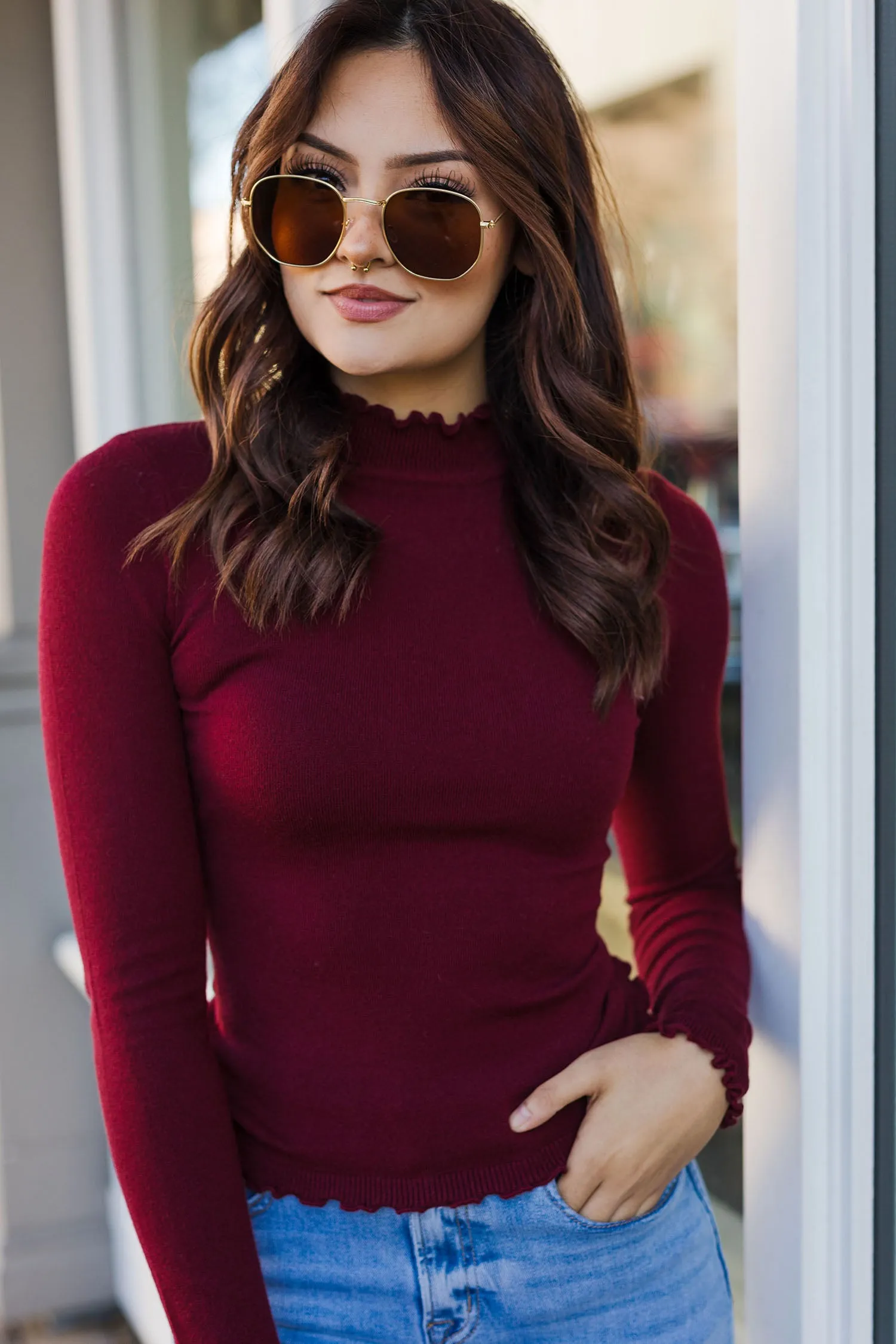 The Layer It Up Mock Neck Long Sleeve Top