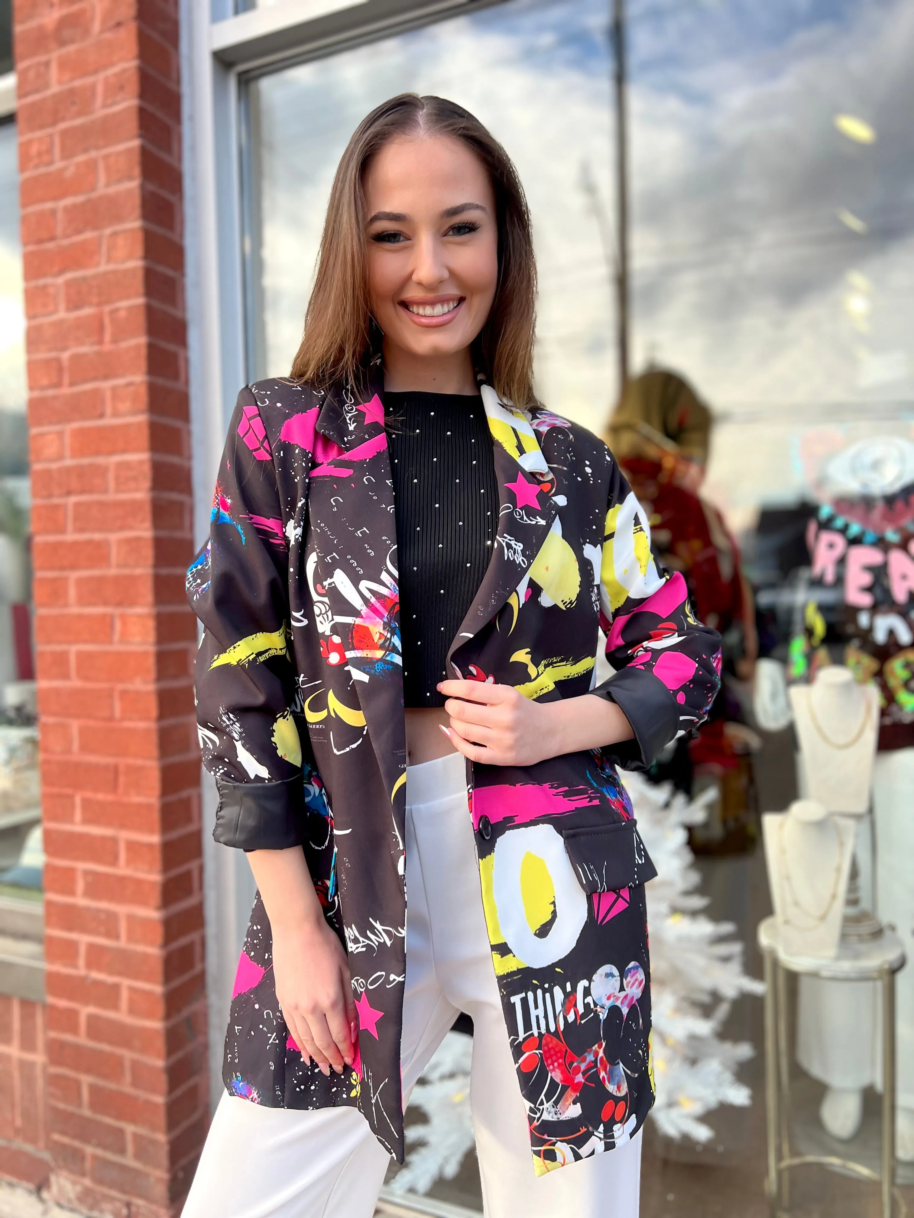 THE MICKEY SPLATTER BLK BLAZER
