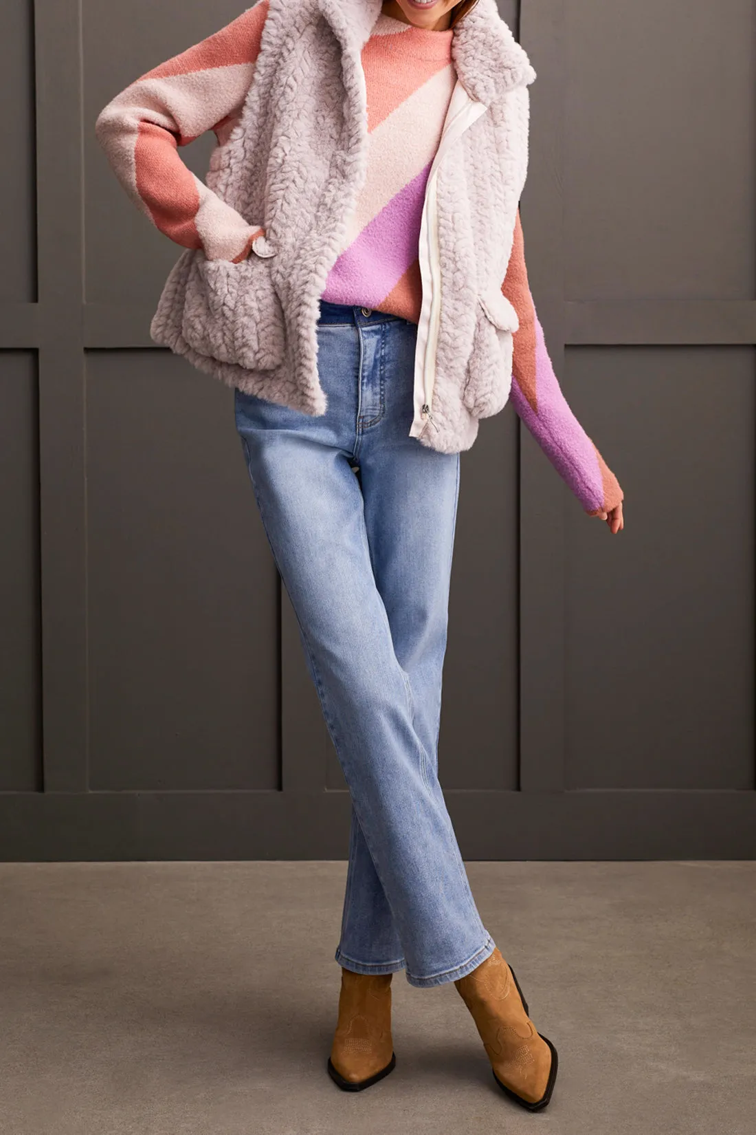 Tribal Pyper Mock Neck Sweater - Apricot Mist
