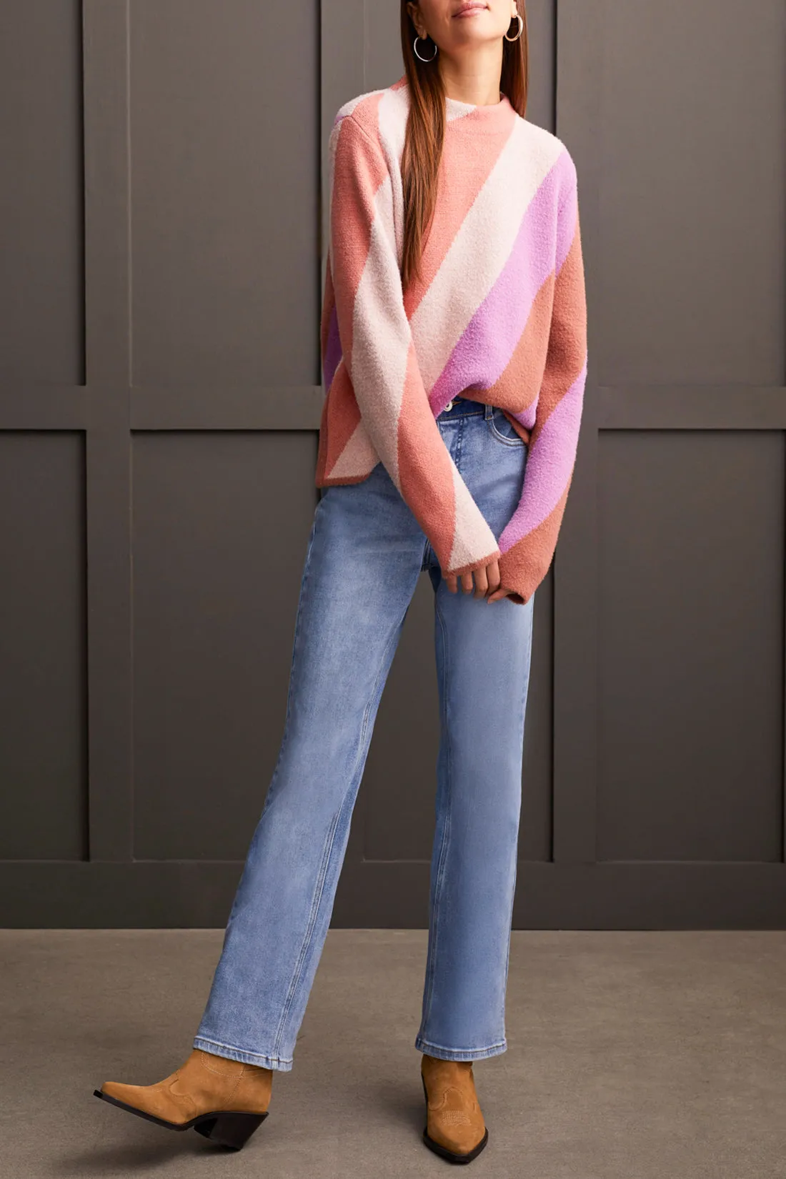 Tribal Pyper Mock Neck Sweater - Apricot Mist