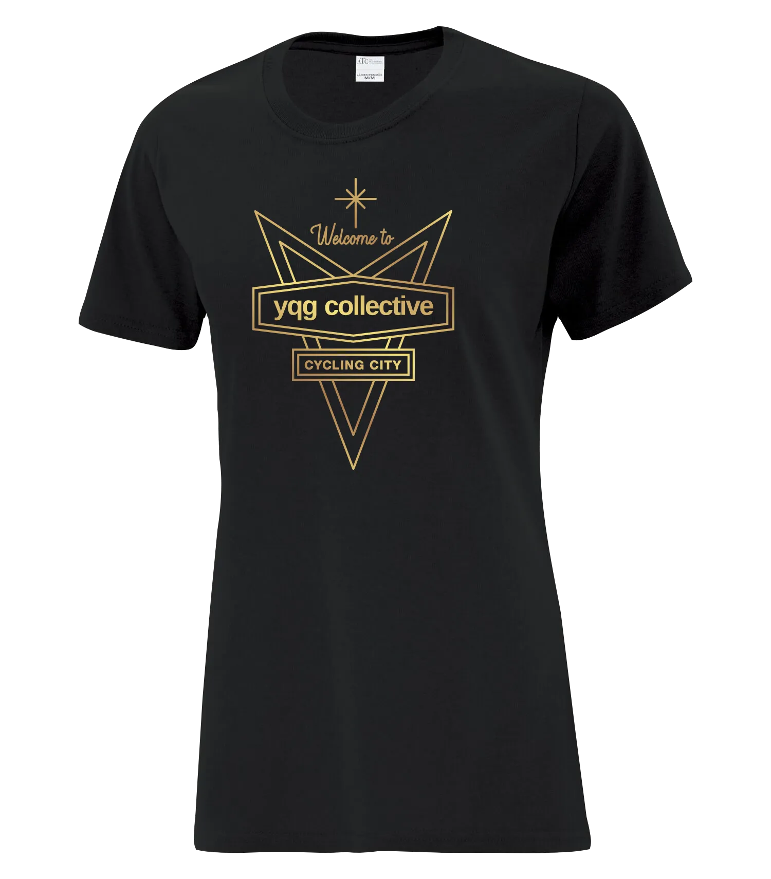 Welcome to YQG Collective Cotton Ladies T-Shirt with Gold Printed logo