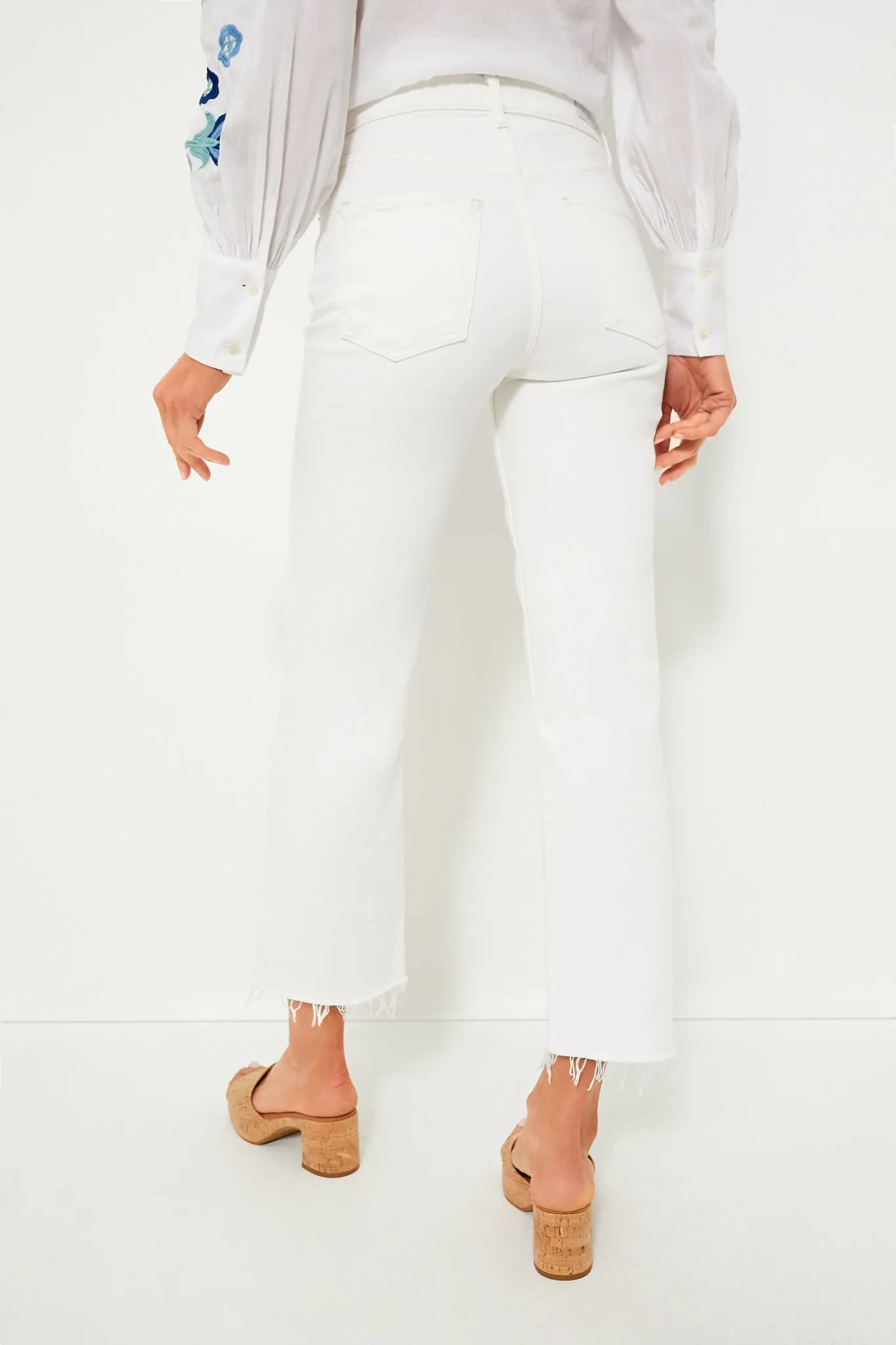 White Sabine Straight Raw Hem